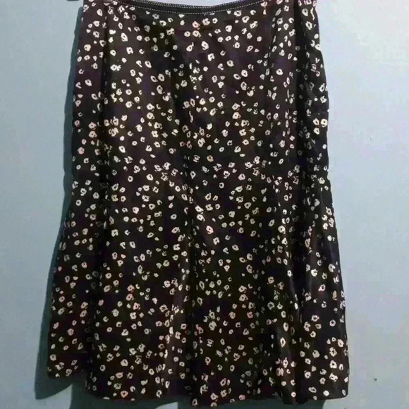 Liz Claiborne size 12 fully lined 100% silk navy blue white knee length skirt - Picture 2 of 6